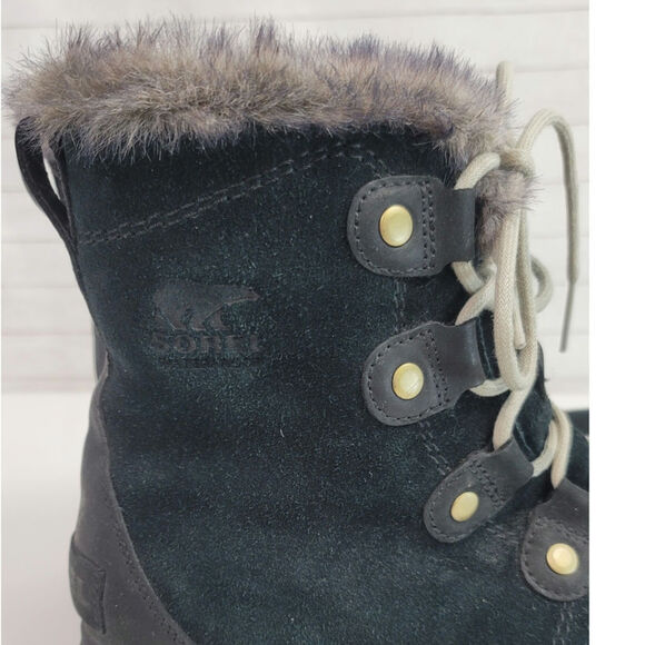 SOREL Explorer Joan Suede Winter Boots in Black/Dark Stone, sz 9 - Picture 8 of 15